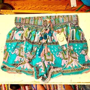 NWT RAGA “FAR LANDS” ELEPHANT PRINT SHORTS S